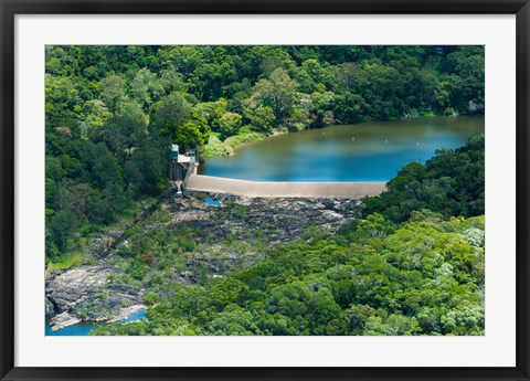 Framed Aerial view of a dam on Barron River, Kuranda, Cairns, Queensland, Australia Print