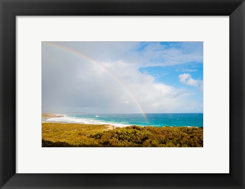 Framed Rainbow over the Pacific ocean, South Ocean Resort, Kangaroo Island, South Australia, Australia Print