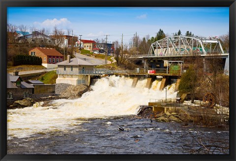 Framed Spring flood at Hydro Falls on Muskoka River, Bracebridge, Ontario, Canada Print