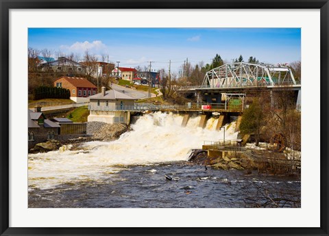 Framed Spring flood at Hydro Falls on Muskoka River, Bracebridge, Ontario, Canada Print