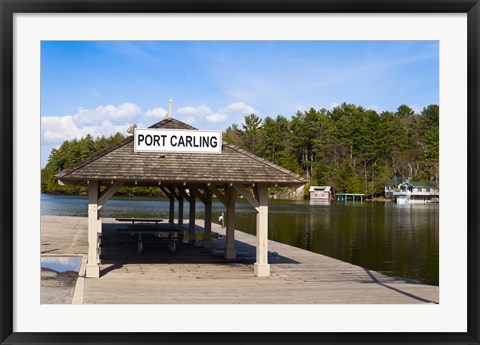 Framed Town dock and cottages at Port Carling, Ontario, Canada Print