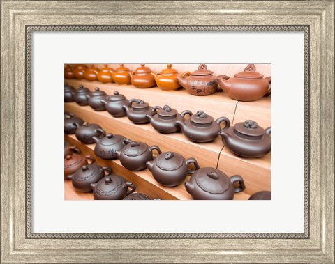 Framed Rows of Chinese Teapots, Chinatown, Singapore Print