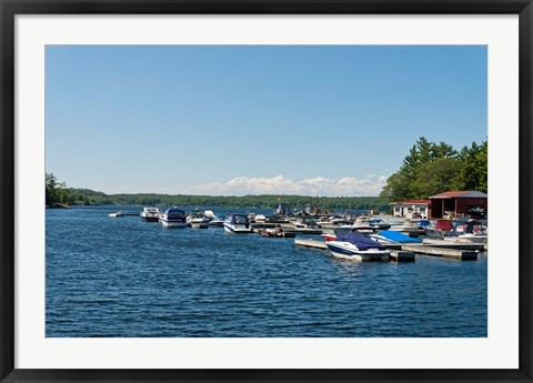 Framed Boats in the sea, Rose Point Marina, Parry Sound, Ontario, Canada Print