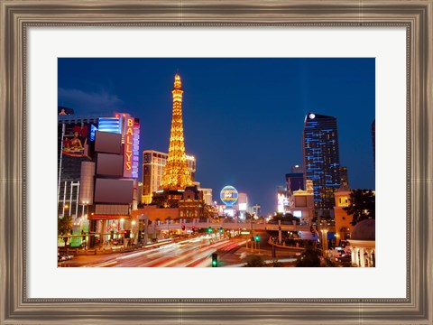 Framed Casinos along the Las Vegas Boulevard at night, Las Vegas, Nevada, USA 2013 Print