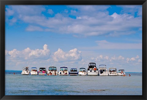 Framed Boats in a lake, Lake Simcoe, Ontario, Canada Print