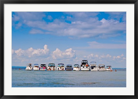 Framed Boats in a lake, Lake Simcoe, Ontario, Canada Print