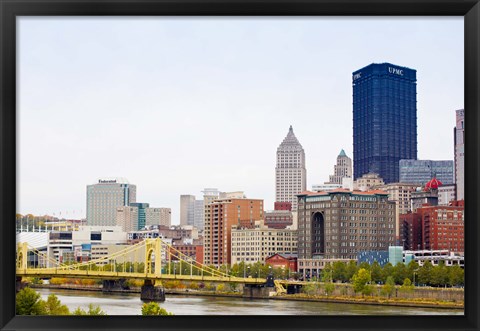 Framed Skyscrapers in a city, Tenth Street Bridge Pittsburgh, Pennsylvania, USA Print