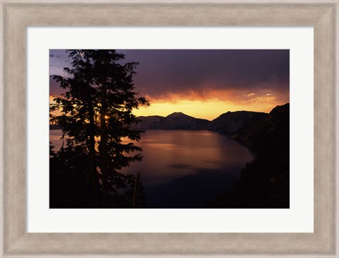 Framed Sunrise view from Discovery Point over Crater Lake, Crater Lake National Park, Oregon, USA Print