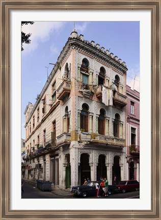 Framed Buildings along the street, Havana, Cuba Print
