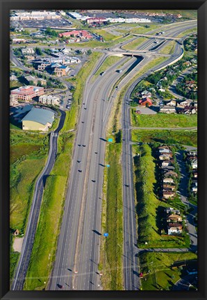 Framed Aerial view of a highway passing through a town, Interstate 80, Park City, Utah, USA Print