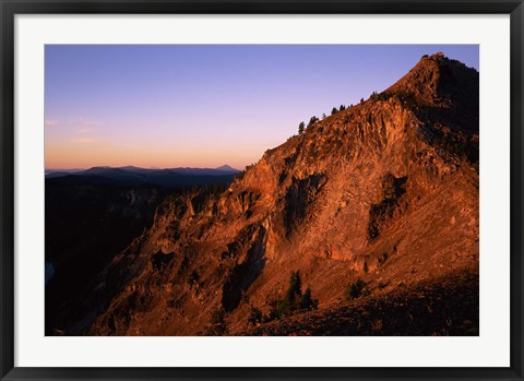 Framed Watchman at sunrise, Crater Lake National Park, Oregon, USA Print