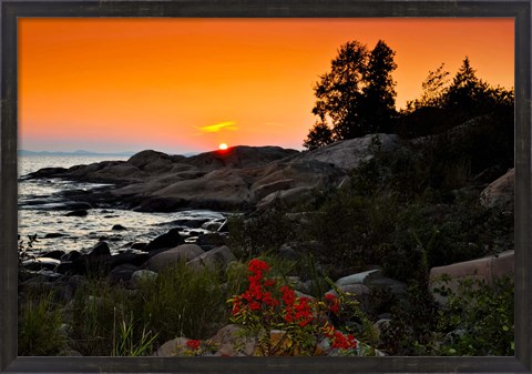 Framed Rock formations on the coast, Georgian Bay, Ontario, Canada Print