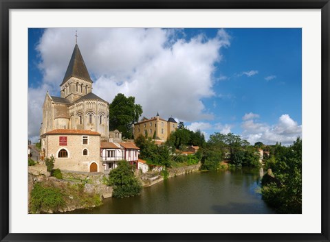 Framed Church on a hill, Saint Sauveur Church, Mareuil-Sur-Lay-Dissais, Pays De La Loire, Vendee, France Print