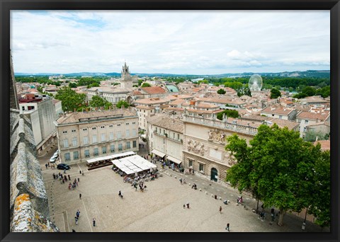 Framed Aerial view of square named for John XXIII, Avignon, Vaucluse, Provence-Alpes-Cote d&#39;Azur, France Print