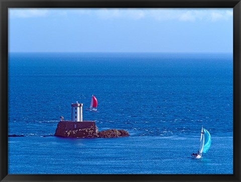 Framed Hospic Lighthouse at Ile-De-Brehat archipelago, Paimpol, Cotes-d&#39;Armor, Brittany, France Print