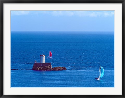 Framed Hospic Lighthouse at Ile-De-Brehat archipelago, Paimpol, Cotes-d&#39;Armor, Brittany, France Print