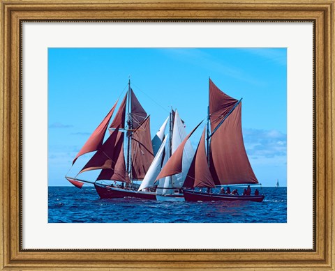 Framed Three Tall ships in the Baie De Douarnenez, France Print