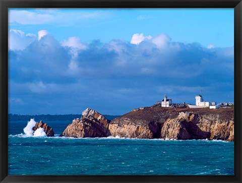 Framed Lighthouse at Pointe Du Toulinguet, Celtic Sea, Finistere, Brittany, France Print