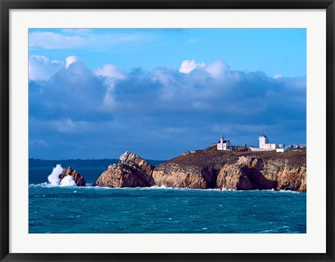 Framed Lighthouse at Pointe Du Toulinguet, Celtic Sea, Finistere, Brittany, France Print