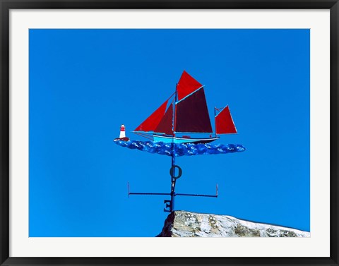 Framed Low angle view of weather vane, Morgat, Crozon, Finistere, Brittany, France Print