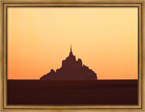 Framed Mont Saint-Michel at sunset, Manche, Basse-Normandy, France Print
