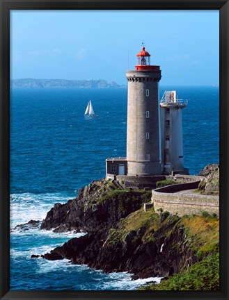 Framed Lighthouse at the coast, Phare du Petit Minou, Goulet de Brest, Finistere, Brittany, France Print