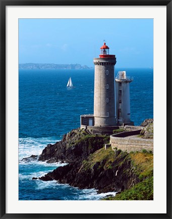 Framed Lighthouse at the coast, Phare du Petit Minou, Goulet de Brest, Finistere, Brittany, France Print