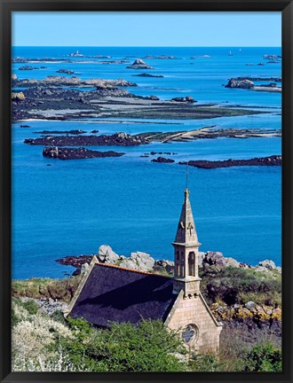 Framed La Trinite Chapel at Ile-De-Brehat archipelago, Cotes-d&#39;Armor, Brittany, France Print