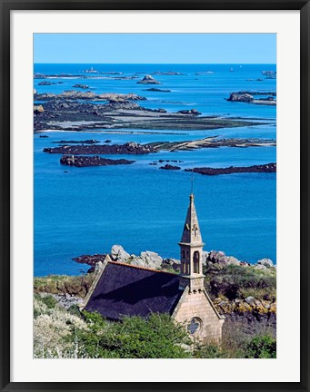 Framed La Trinite Chapel at Ile-De-Brehat archipelago, Cotes-d&#39;Armor, Brittany, France Print