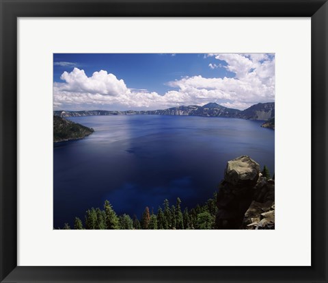 Framed Summer thunderstorms over Crater Lake, Crater Lake National Park, Oregon, USA Print