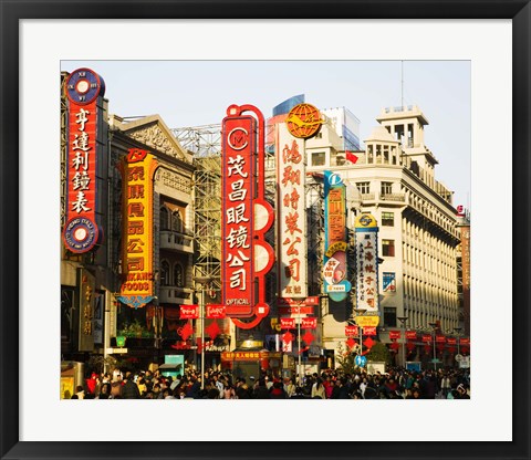 Framed Store signs on East Nanjing Road, Shanghai, China Print