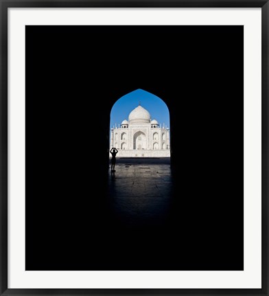 Framed Mausoleum viewed through an arch, Taj Mahal, Agra, Uttar Pradesh, India Print