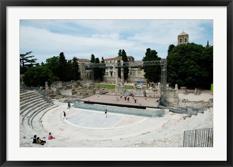 Framed Ancient theatre built 1st century BC, Theatre Antique D&#39;Arles, Arles, Provence-Alpes-Cote d&#39;Azur, France Print