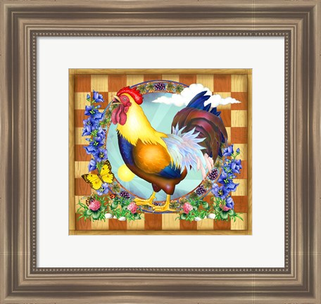 Framed Morning Glory Rooster III Print