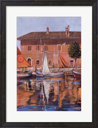 Framed Sailboats On The Canal Print