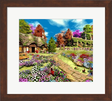 Framed Cottage Lane Print