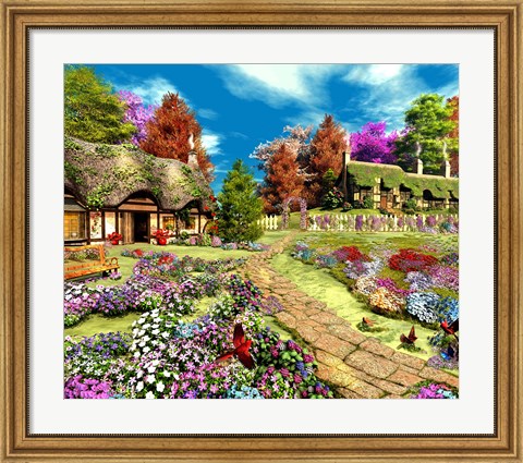 Framed Cottage Lane Print