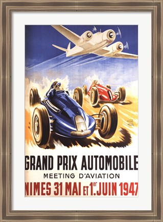 Framed Grand Prix Automobile Nimes Print