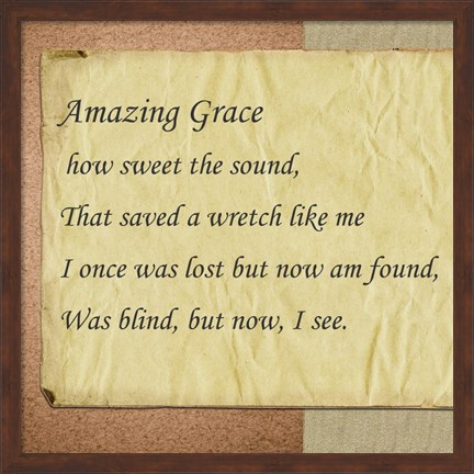 Framed Amazing Grace Parchment Print