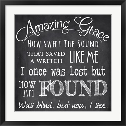 Framed Amazing Grace Chalkboard Print