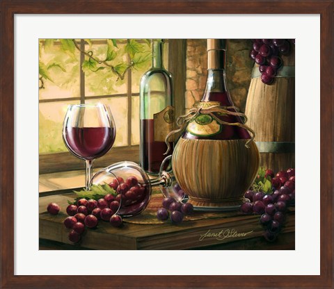 Framed Wine By The Window I Print