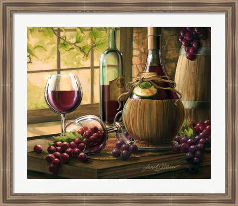 Framed Wine By The Window I Print