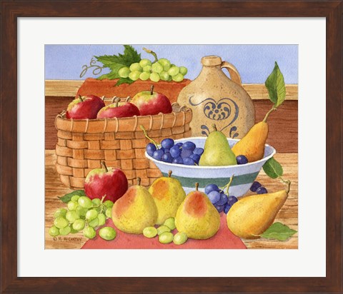 Framed Apples, Grapes &amp; Pears Print