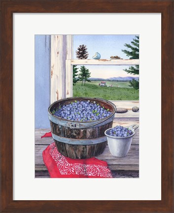 Framed Blueberries And Red Bandana Print