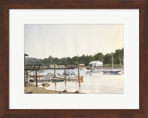 Framed Boats At Low Tide Print