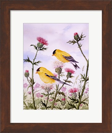 Framed Goldfinch and Thistle Print