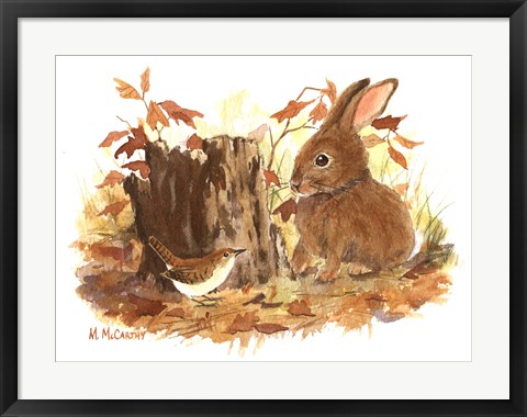 Framed Wren &amp; Bunny Print