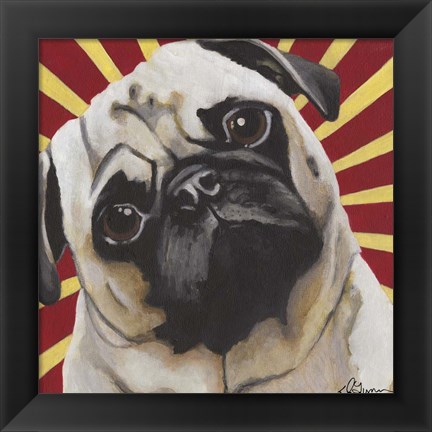 Framed Dlynn&#39;s Dogs - Puggins Print