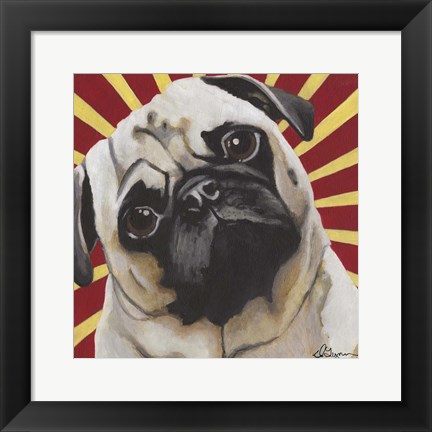 Framed Dlynn&#39;s Dogs - Puggins Print