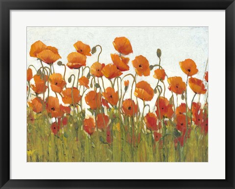 Framed Rows of Poppies II Print